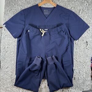 Figs Scrub Set Size XXL Top And XL Pants Men's Blue Stretch Nurse Tansen Cargo